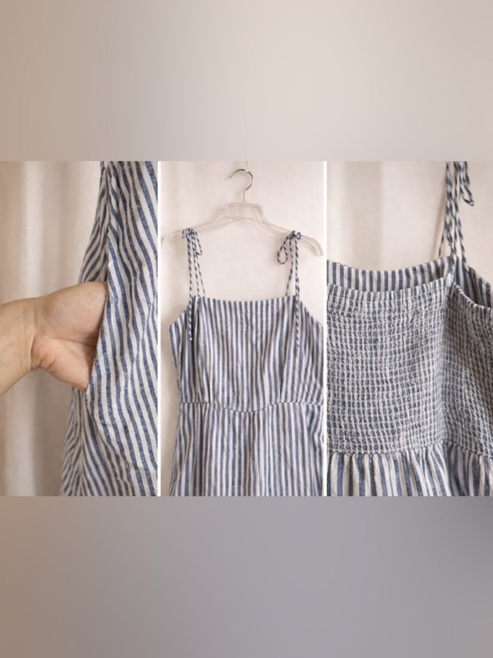 Old Navy Blue & White Striped Tie-Shoulder Mini Dress - Picture 3 of 5